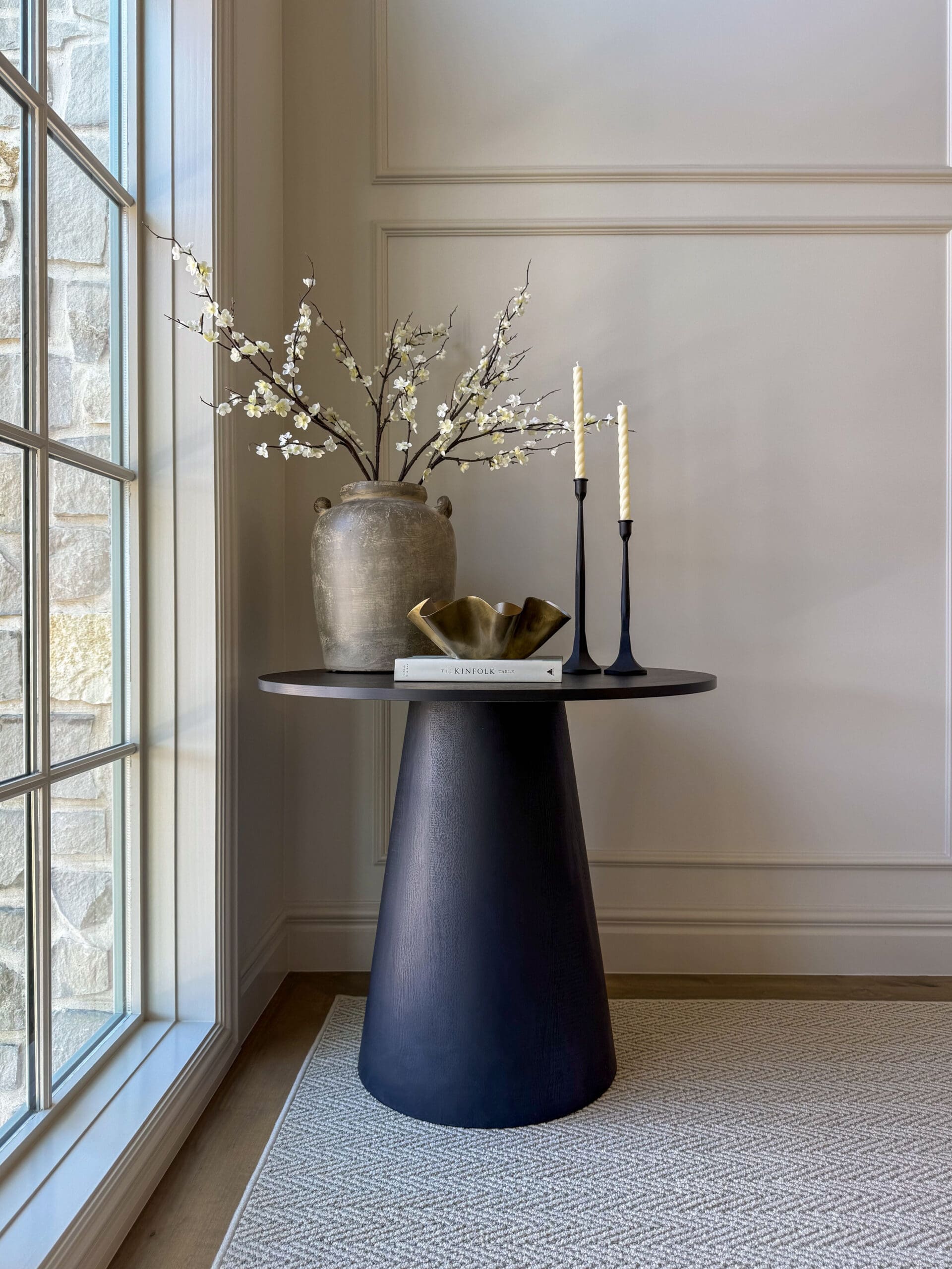 My black pedestal chair
