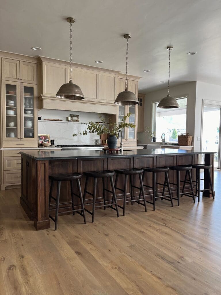 Our white oak hardwood floors with rustic beige stain