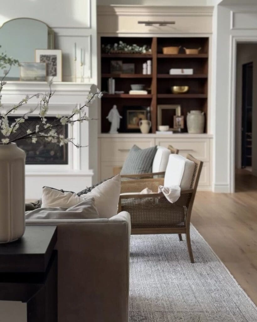 White oak planks with 5.25-inch width installed in living space