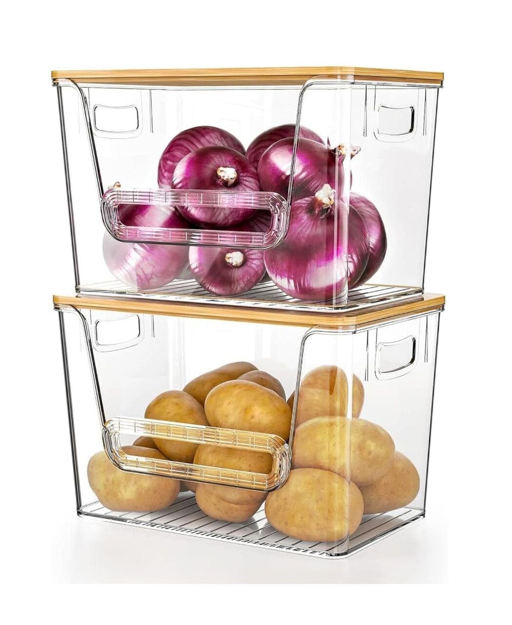 Clear stackable pantry organizers